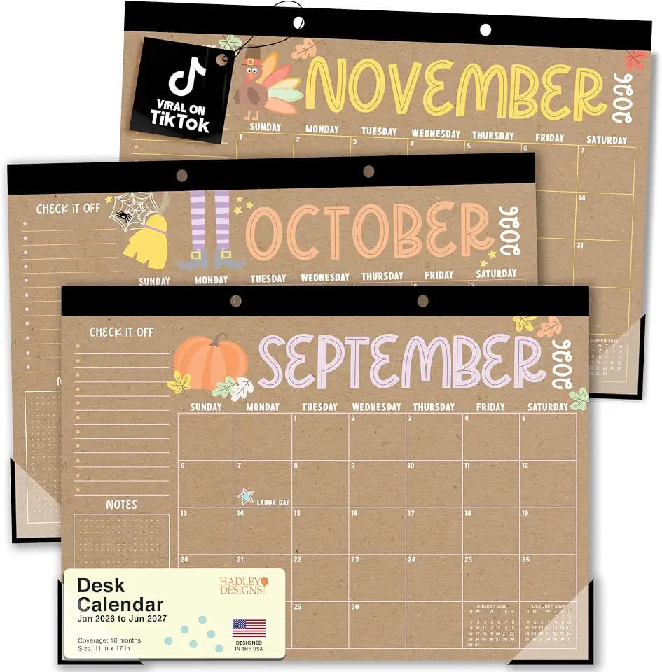 Large Desk Calendar 2026 - Desktop Calendar 2026-2027