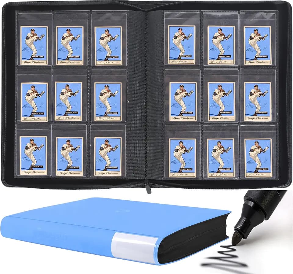 D DACCKIT Semi Rigid Card Holder Binder - Card Saver 1 Binder for Semi Rigid Card Holders, Semi Rigid Card Holder Album Fits 540 Cards(Model A,Sky Blue)