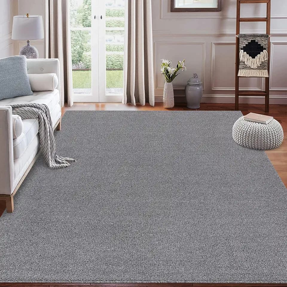 COZYLOOM Modern Solid Color 5x7 Washable Rug for Entryway Indoor, Weaving Living Room Rug with Non Slip Backing, Stain Resistant Non Shedding Textured Area Rugs for Bedroom, Dining Room, Nursery, Grey
