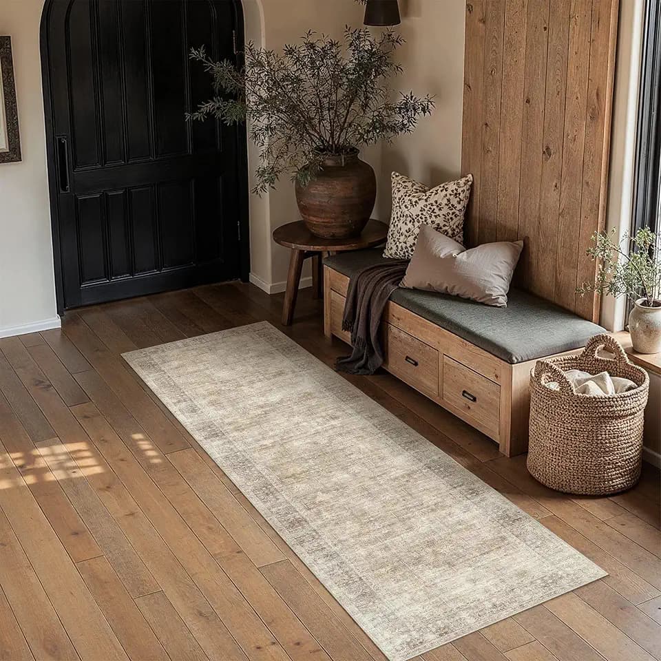 HUGEAR Beige 2x8 Neutral Runner Rugs for Hallway