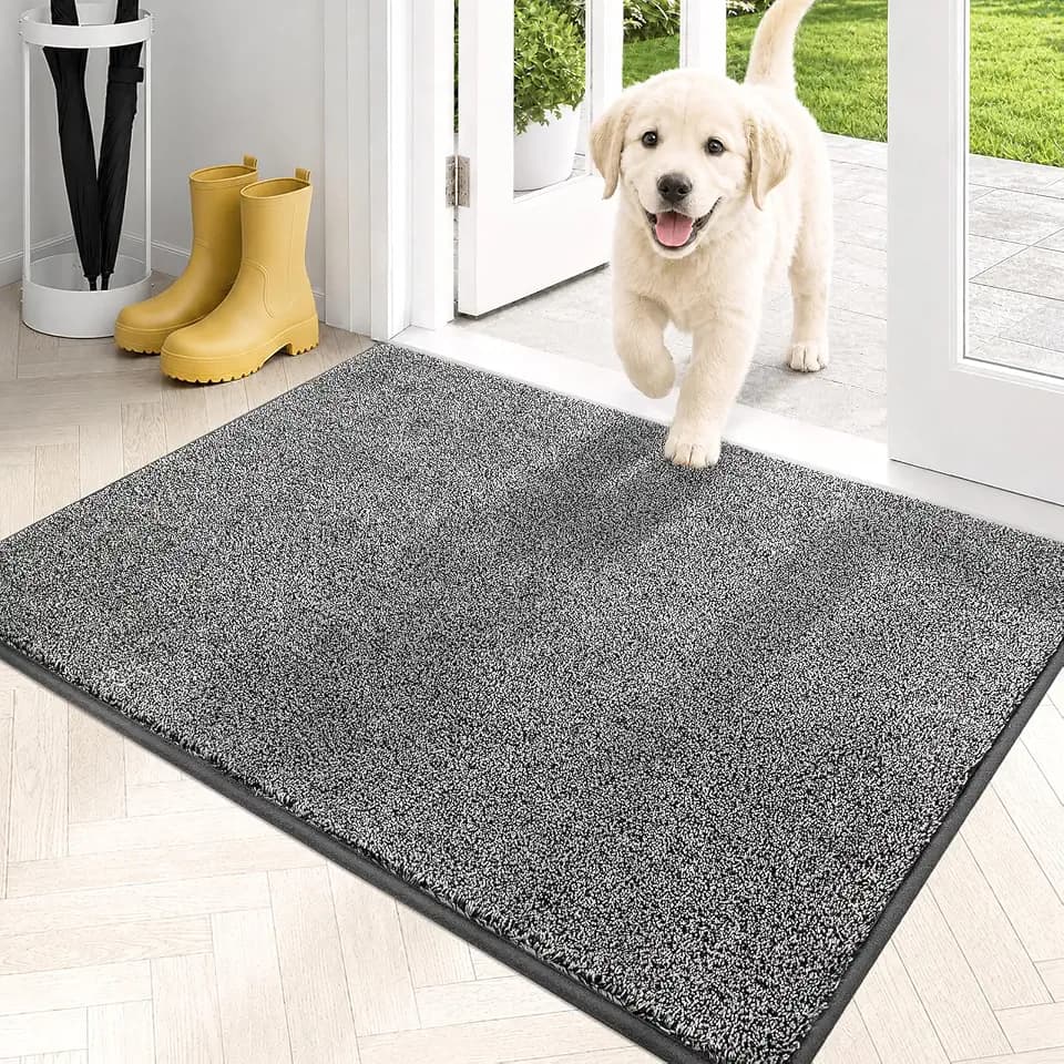 PURRUGS Dirt Trapping Indoor Door Mat, 24" x 35.5", Light Grey-Dark Grey