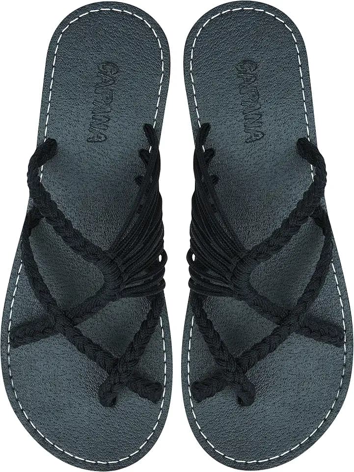 Capana Woven Women's Flat Sandals - Strappy Braided Beach Sandals for Dressy Summer, Rope Bohemian Spring Casual Womens Shoes, Comfy Boho Flats for Teen Girls Oceanbliss