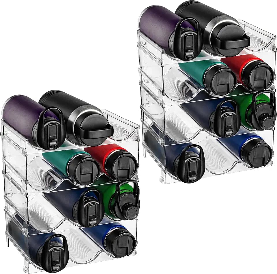 ClearSpace Water Bottle Organizer, Stackable Cabinet Storage, 8 Pack