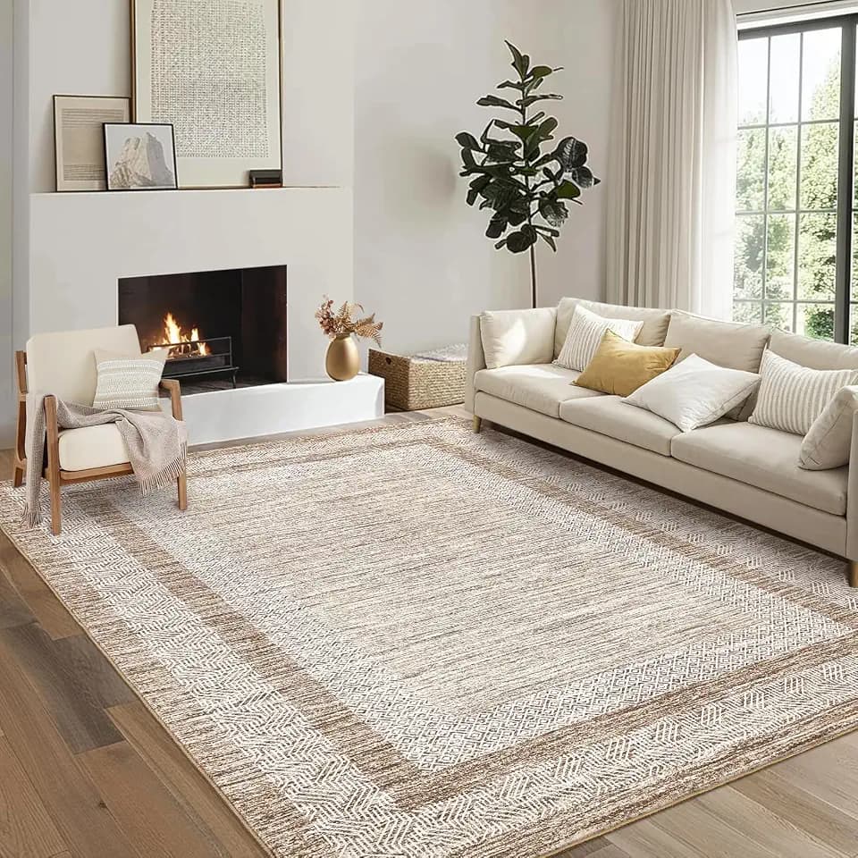 GarveeHome Area Rug 5x7 Distressed Bordered Washable Non Slip Floor Carpet