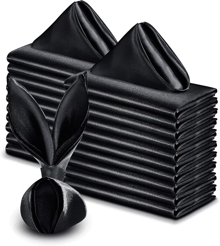 VACVELT 50 Pack Black Satin Napkins 20x20 Inch Wedding Dinner