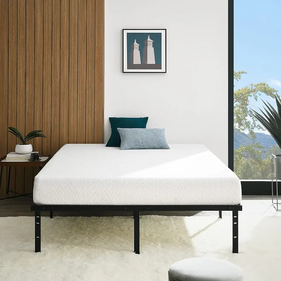 Amazon Basics Sturdy Heavy-Duty Non-Slip Platform Bed Frame, Full Size, Steel Slat Support, No Box Spring Needed, Noise Free, Easy Assembly, 14 Inch Storage Height, Black