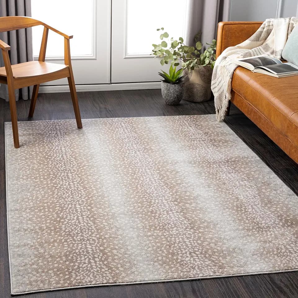 Livabliss Area Rugs - 2x3 Pablo Modern Antelope Print Tan Gray Rug for Living Room Bedroom - Animal Theme Non-Shedding Stain Resistant Carpet for Kitchen, Home Office (2' x 3')