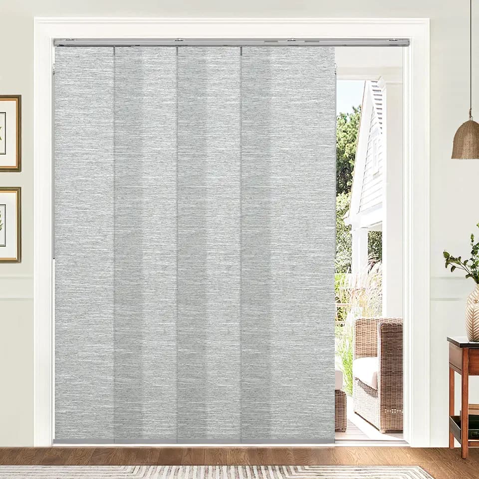 UNISHADES Panel Track Blinds for Sliding Doors, Light Filtering Grey