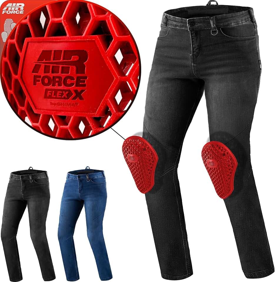 Shima Rider Motorrad Jeans Herren mit Protektoren Airforce Motorradhose Kurzgrößen Hosen Motorradjeans Protektorenhose