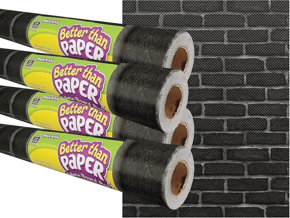 Teacher Created Resources Better Than Paper Bulletin Board Roll, 4' X 12', Black Brick, 4/Pack (Tcr32431)