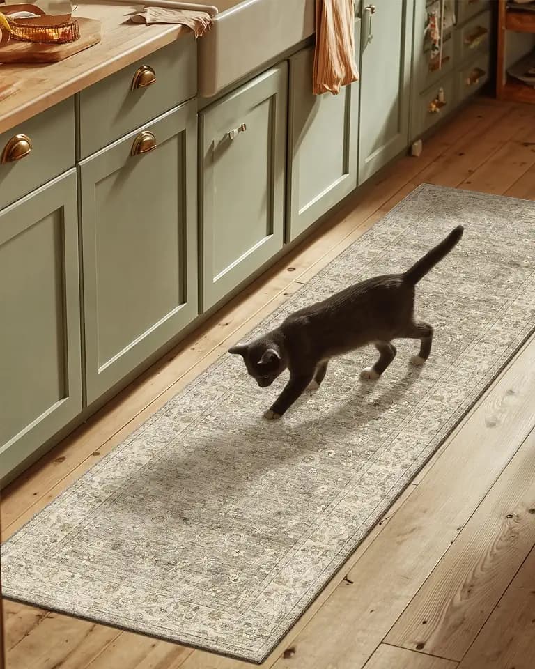 Washable Kitchen Rug Runners for Hallways: 2'6"x8' Bedroom Runner Rug Non Slip Low-Pile Stain Resistant Soft Indoor Floor Carpet Runner for Indoor Entryway Hallways Kitchen Laundry Room Farmhouse