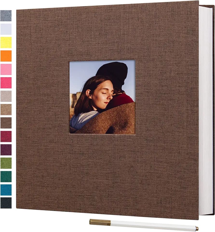 potricher Self Adhesive Photo Album 40 Pages, Linen cover, Brown
