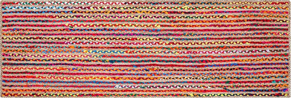 Hausattire Jute Cotton Braided Woven Runner 2x6 Feet - Multi Color
