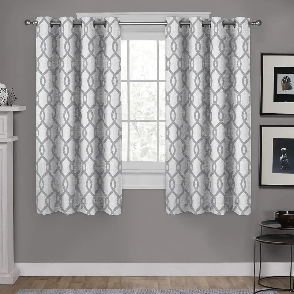 EXCLUSIVE HOME Kochi Light Filtering Linen Blend Grommet Top Curtain Panel Pair, 54"x63", Dove Grey