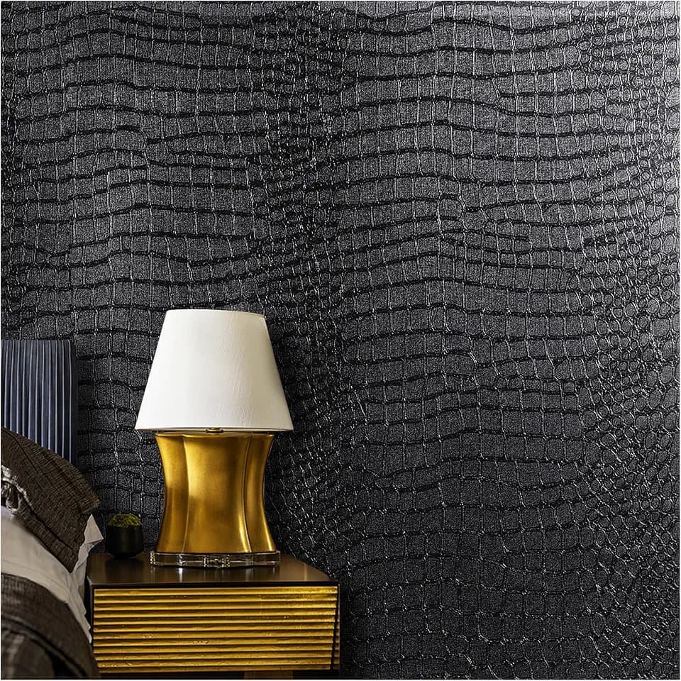 Kimhan Black Peel and Stick Wallpaper Removable Crocodile Wallpaper