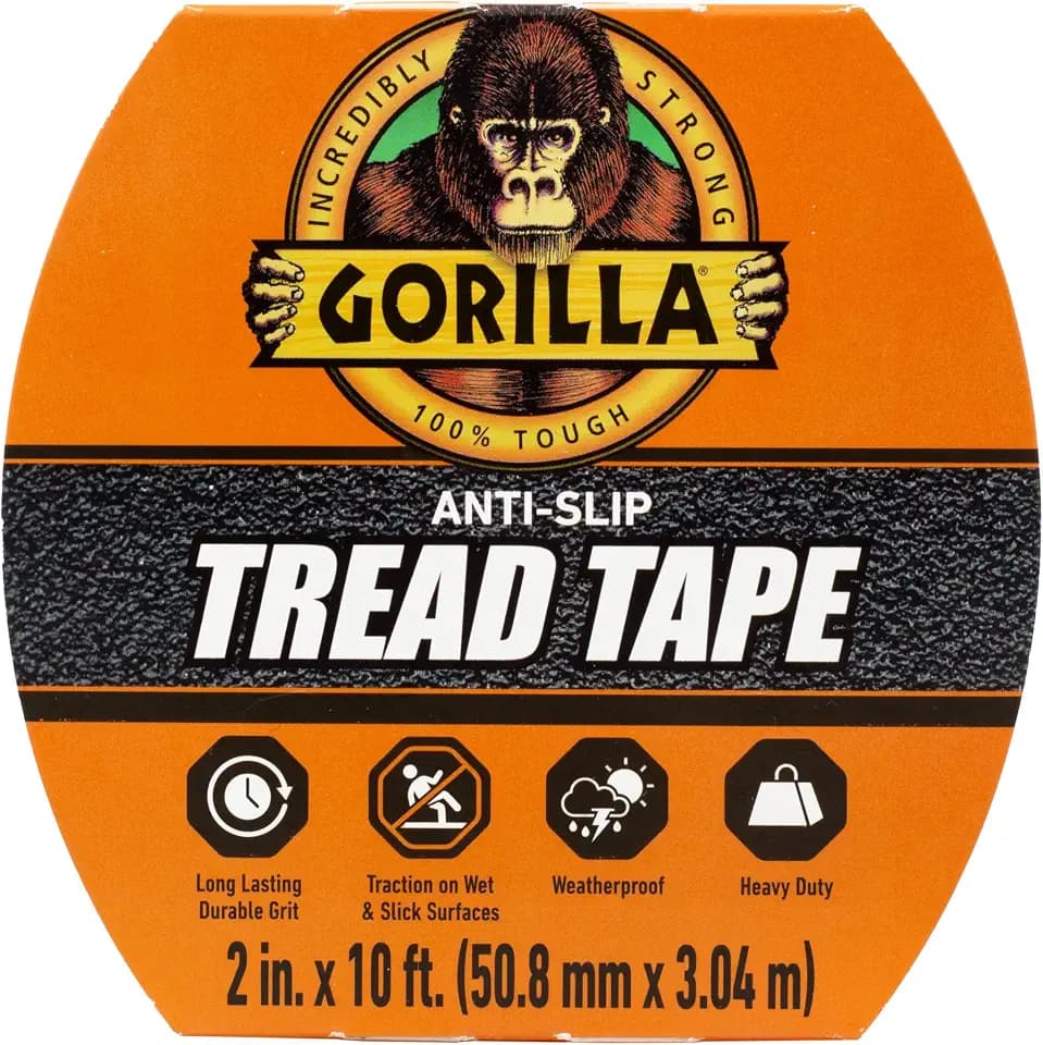 GORILLA Anti-Slip Tread Tape, 2" x 10' Roll, Black