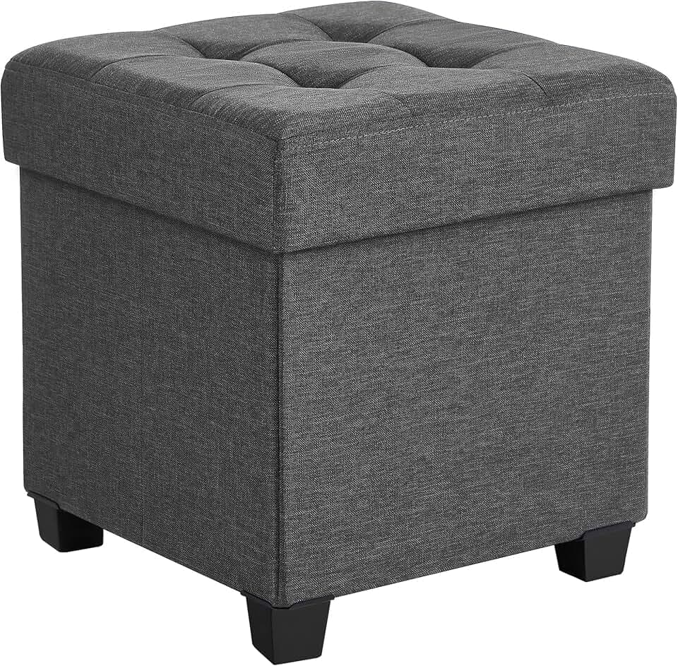 SONGMICS Storage Ottoman, Small Foot Rest, 15 x 15 x 15.7 Inches