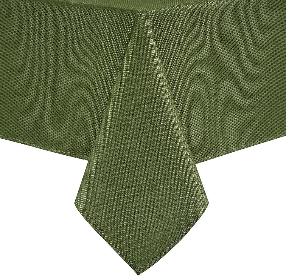 Hiasan Jacquard Textured Rectangle Tablecloth 60x120 Inch, Olive Green