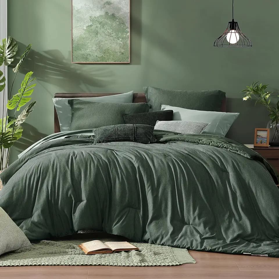 Monbix Queen Comforter Set Deep Forest 7 Pieces Bed in a Bag