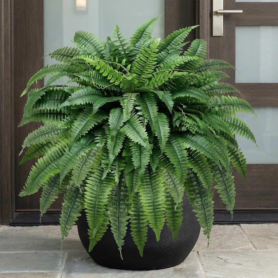 ALAGIRLS UV-Resistant Fake Boston Fern Bush with 128 Branches, 51" Large Faux Ferns for Outdoors, Artificial Fern Plants for Front Door Office & Living Room Decor(Pot is not Included)