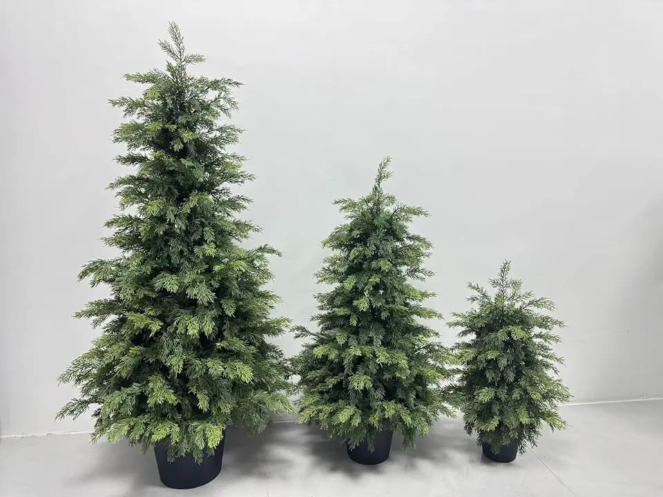 3ft Artificial Cedar Topiary Tree, Potted Faux Cypress Evergreen Shrub, UV Resistant Fake Pine Plant for Front Porch, Entryway, Garden, Indoor Outdoor Home Decor