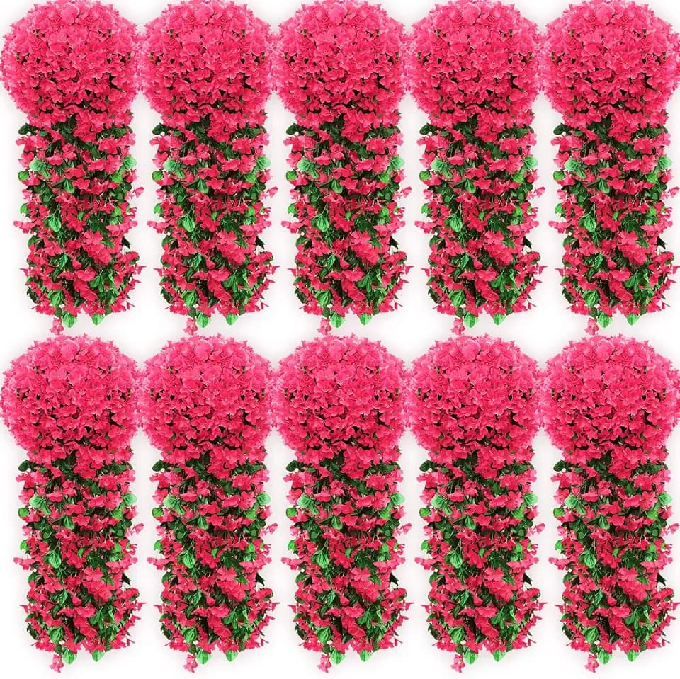 10 Pack Artificial Hanging Flowers Wedding Arch Garland, Rose Red