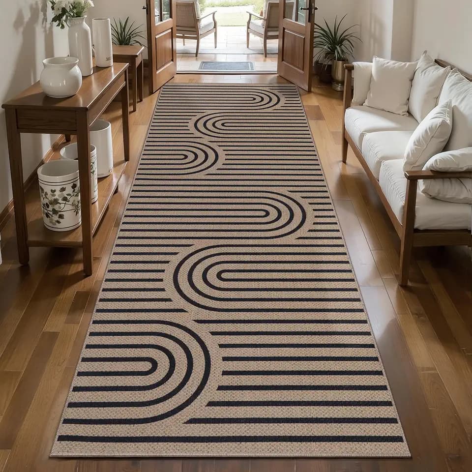 Tangsoo Easy Jute 2.6x8 Washable Runner Rug for Hallway,Non-Slip Long Rug