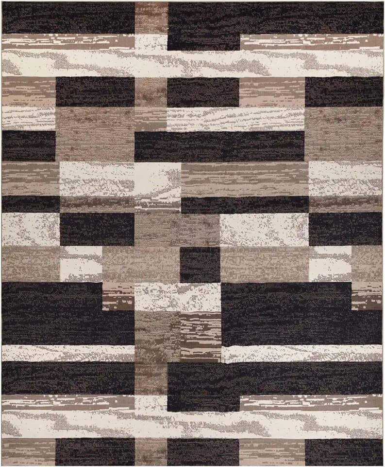 SUPERIOR Rockwood Modern Geometric Indoor Area Rug, 10'x14', A Chocolate