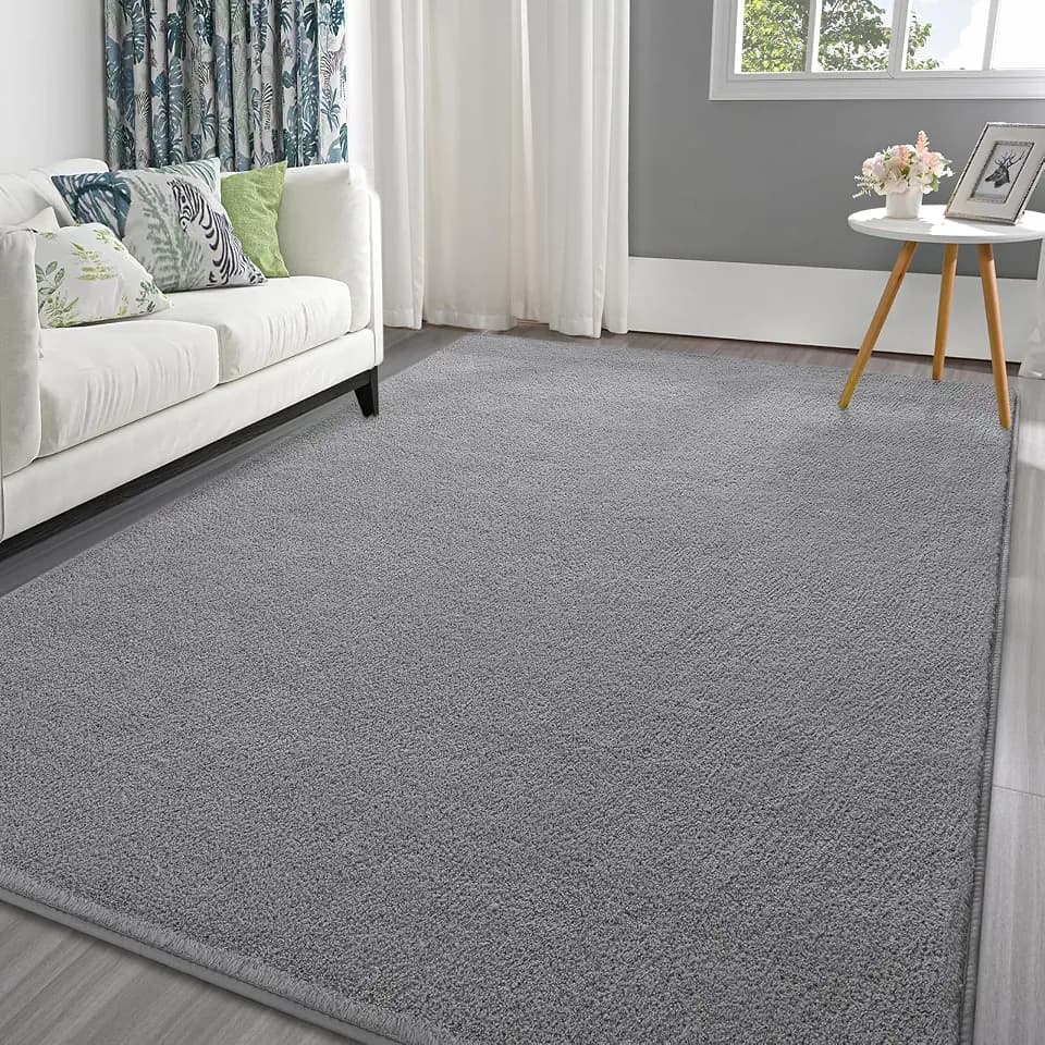Pettop 4x6 ft Grey Area Rugs for Bedroom Living Room, Washable Memory Foam Indoor Carpet, Modern Aesthetic Minimalist Non Slip Soft Comfy Carpet for Boys Girls Dorm Home Decor