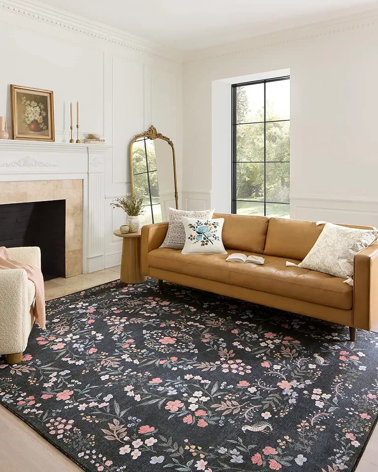 Loloi Rifle Paper Co Maison Tuileries Black 2'-3" x 3'-9" Accent Rug