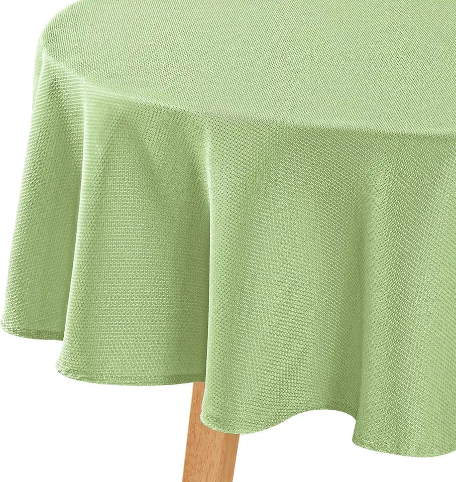 Hiasan Jacquard Textured Round Tablecloth 60 Inch, Light Sage Green