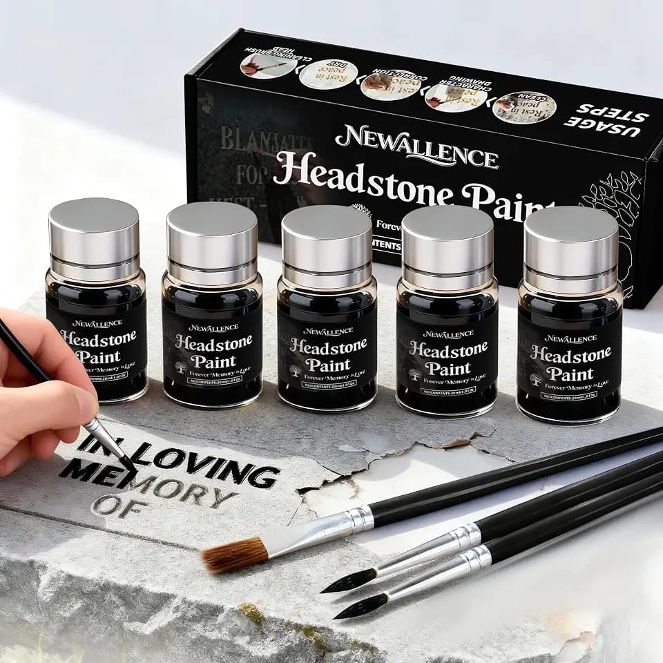 Professional Headstone Paint Kit - Monument Inscription Paint Long-Lasting, Weather-Resistant Formula for Restoring Faded Gravestone Lettering/Tombstone Inscriptions on Granite & Marble(Black)