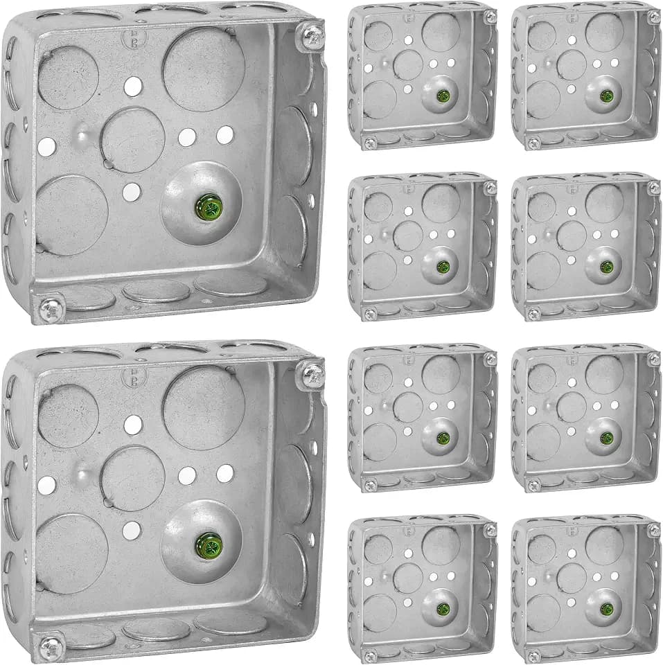 OHLECTRIC 4x4” Electrical Junction Boxes (10-Pack) 1-1/2 Deep 21 Cu.in.