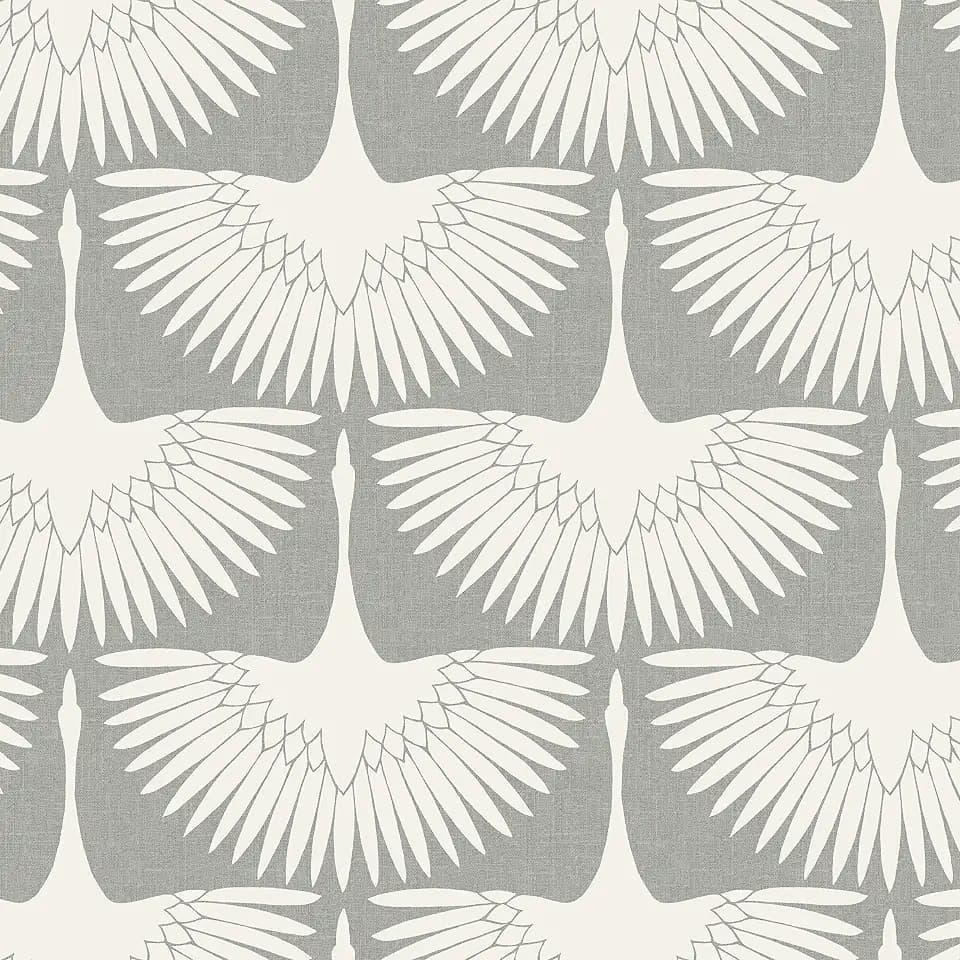 Tempaper x Genevieve Gorder Chalk Feather Flock Removable Peel and Stick Wallpaper, 20.5 in X 16.5 ft, Made in the USA