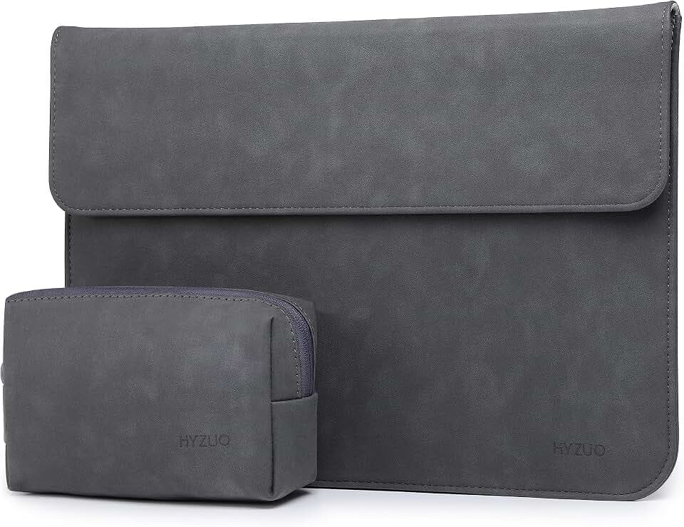HYZUO 13 Zoll Wildleder Laptop Hülle für MacBook Air 13,6/13 M4 M3 M2 M1 2025-2018, MacBook Pro 13 M2 M1 A2338 A2289 2025-2016, Surface Pro 11, XPS13, mit Kleine Tasche, Weltraum grau-H