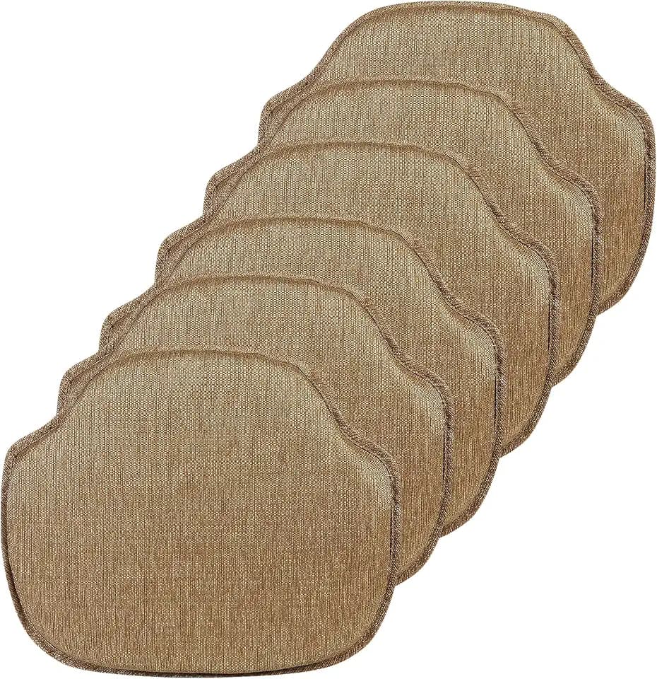 Klear Vu Gripper Omega Non-Slip Windsor Chair Cushions with Skid-Proof Seat Pad for Dining Room, Kitchen, and Office Use, 16x15 Inches, 6 Count (Pack of 1), Gold