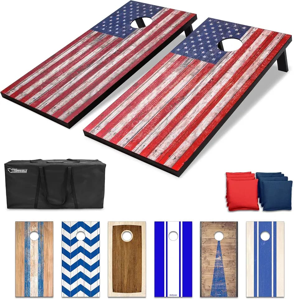 GoSports Portable Cornhole Sets- Includes 2 Boards, 8 Bean Bags, Carry Case