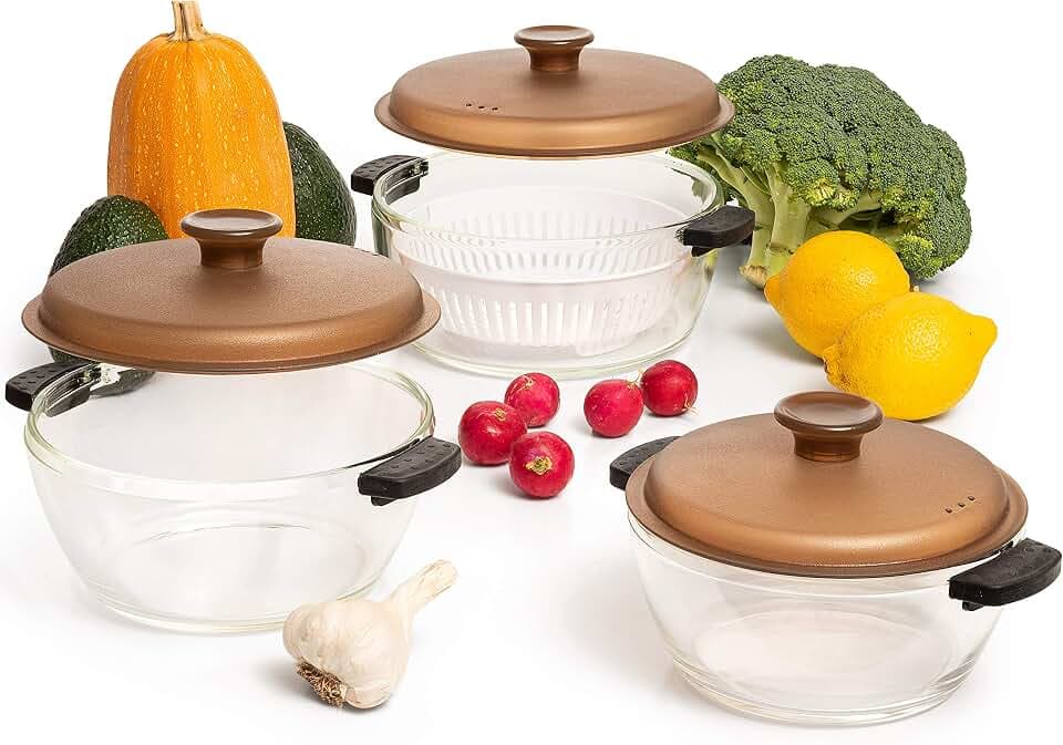Moss & Stone Clear Glass Casserole Dish Set with Lids, Glass Baking Dishes