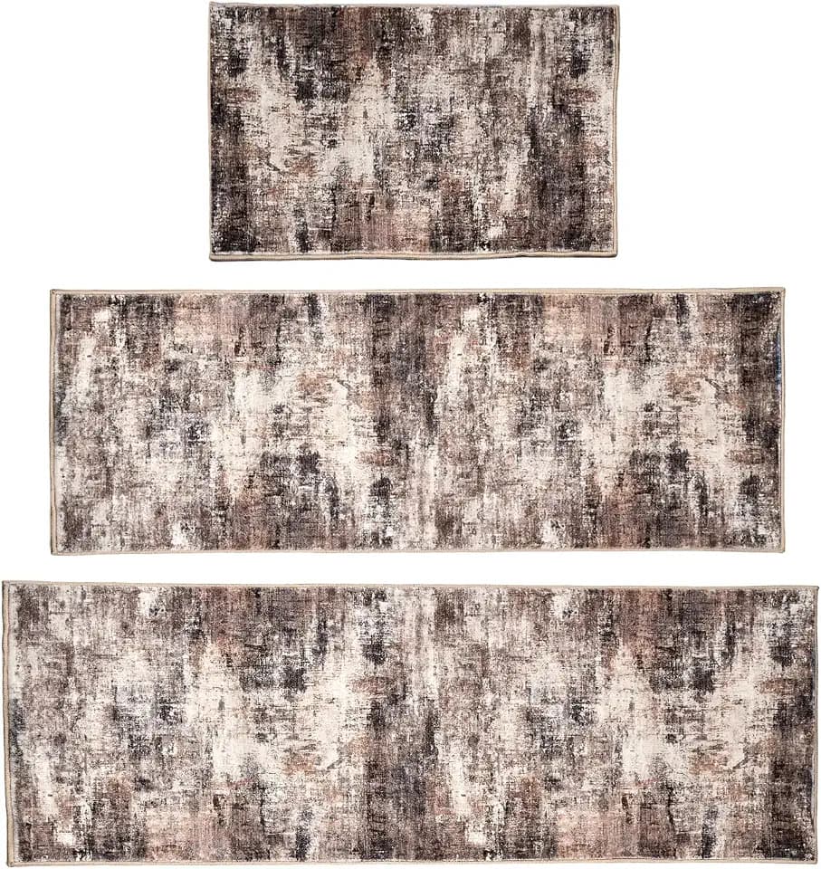 Kitchen Rug Set 3Pcs, Boho Rug Sets Non Slip Washable for Floor Thick Farmhouse Kitchen Decor Runner Rugs for Kitchen, Entryway,Laundry, Hallways 20''x32''+20''x48''+20''x59