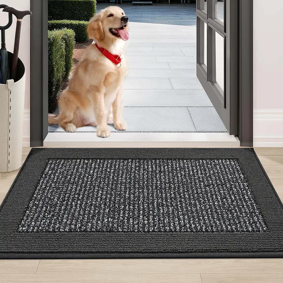 BEQHAUSE Indoor Door Mat 24" x 36", Dirt Trapper Door Mats, Charcoal