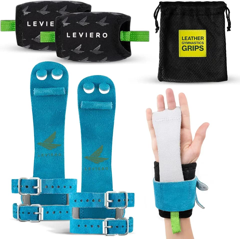 Gymnastics Grips Set Narrow Squeeze, Grips for Gymnastics Girls, Dowel Grips with Soft Leather, Double Buckle Wrist Closure, and Adjustable Finger Holes, for All Ages