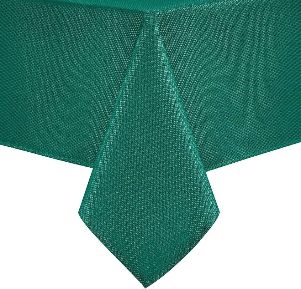 Hiasan Jacquard Textured Square Tablecloth 60x60 Inch, Emerald Green
