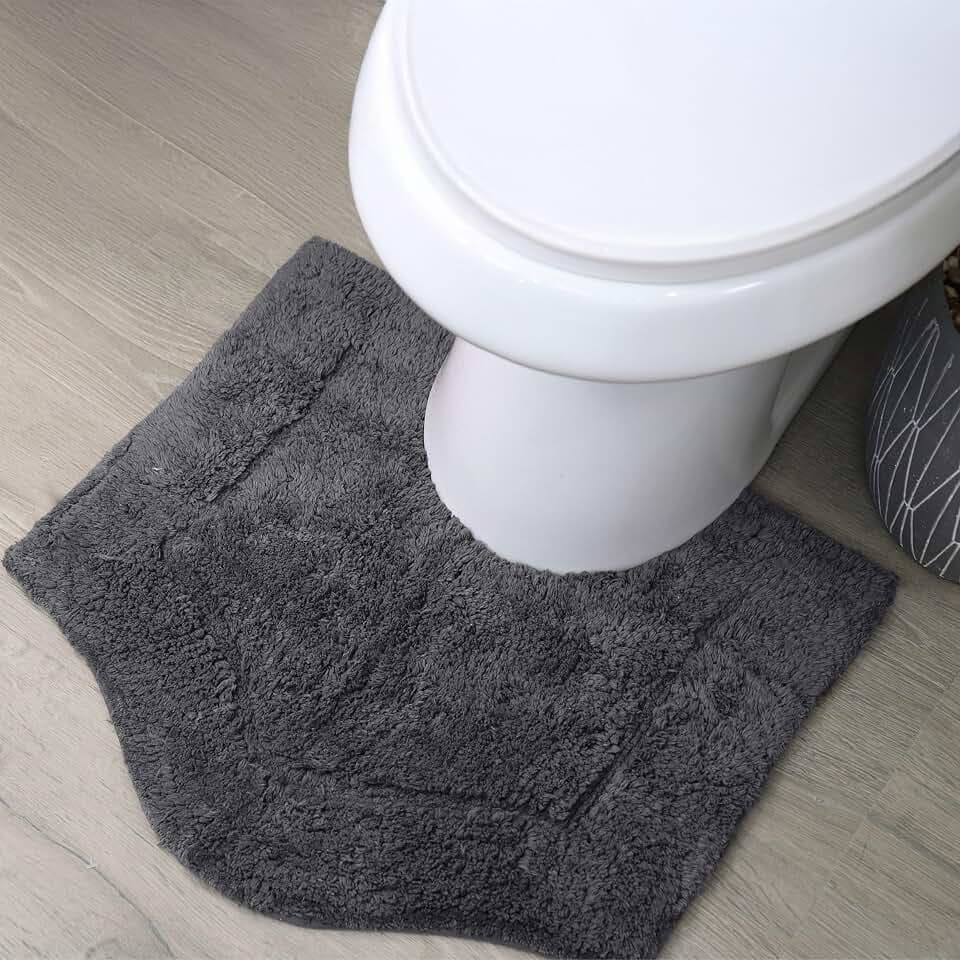 Home Weavers Waterford Collection 100% Cotton Tufted Bath Rug, Extra Soft and Absorbent Bath Rugs, Non-Slip Plush Bath Carpet, Machine Wash, Bath Mat for Bathroom, 20"x20" Contour, Gray