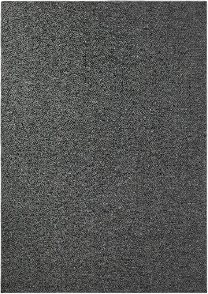 TOWN & COUNTRY BASICS Pax Herringbone Textured Solid Everwash® Washable Area Rug, Low Pile, Non-Slip Backing, Easy Clean Pet & Family Friendly Rug, Dark Grey, 7'10"x10'2"