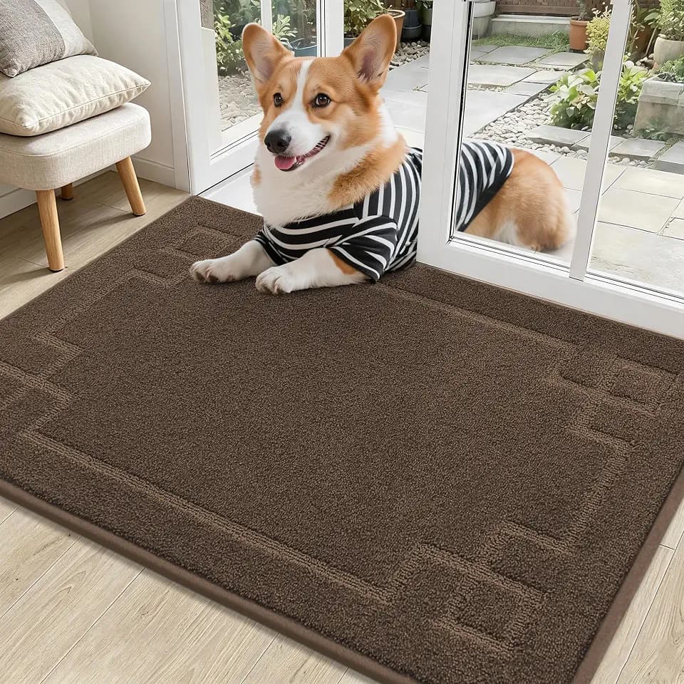 BEQHAUSE Door Mat 24" x 36", Non-Slip Door Mats Indoor Washable, Brown
