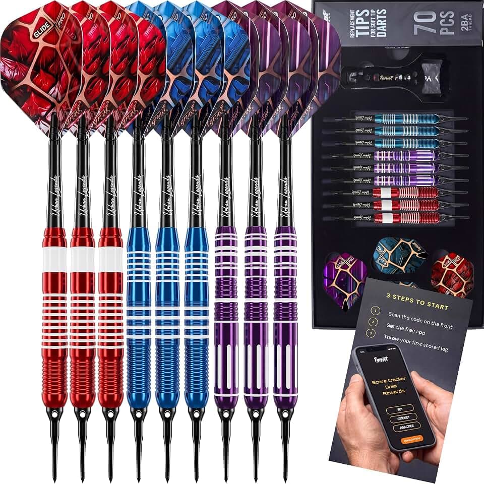 Soft Tip Darts, Plastic Tip 9 Pack for Electronic Dartboards, Urban Legends