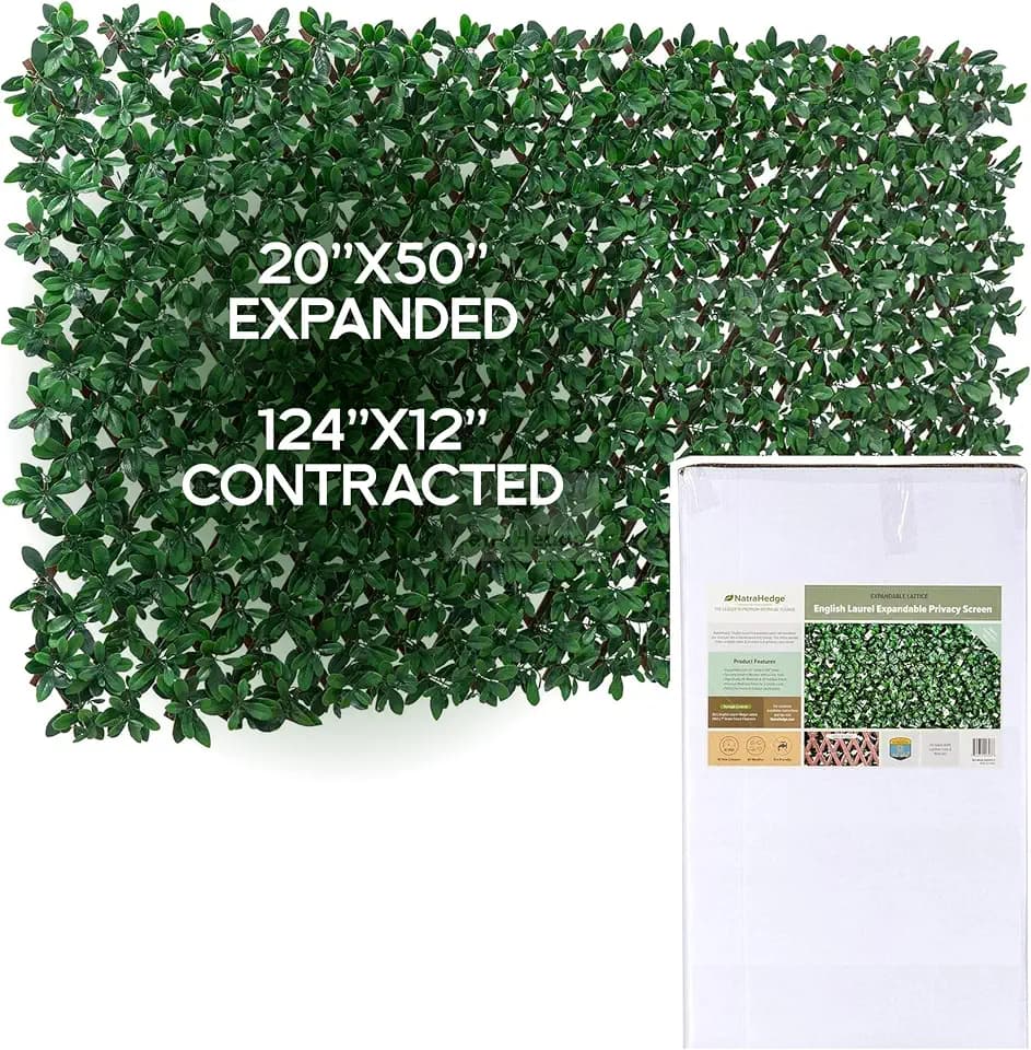 NatraHedge 20''X50'' Artificial Privacy Grass Wall Decor, Ficus Leaf, Faux