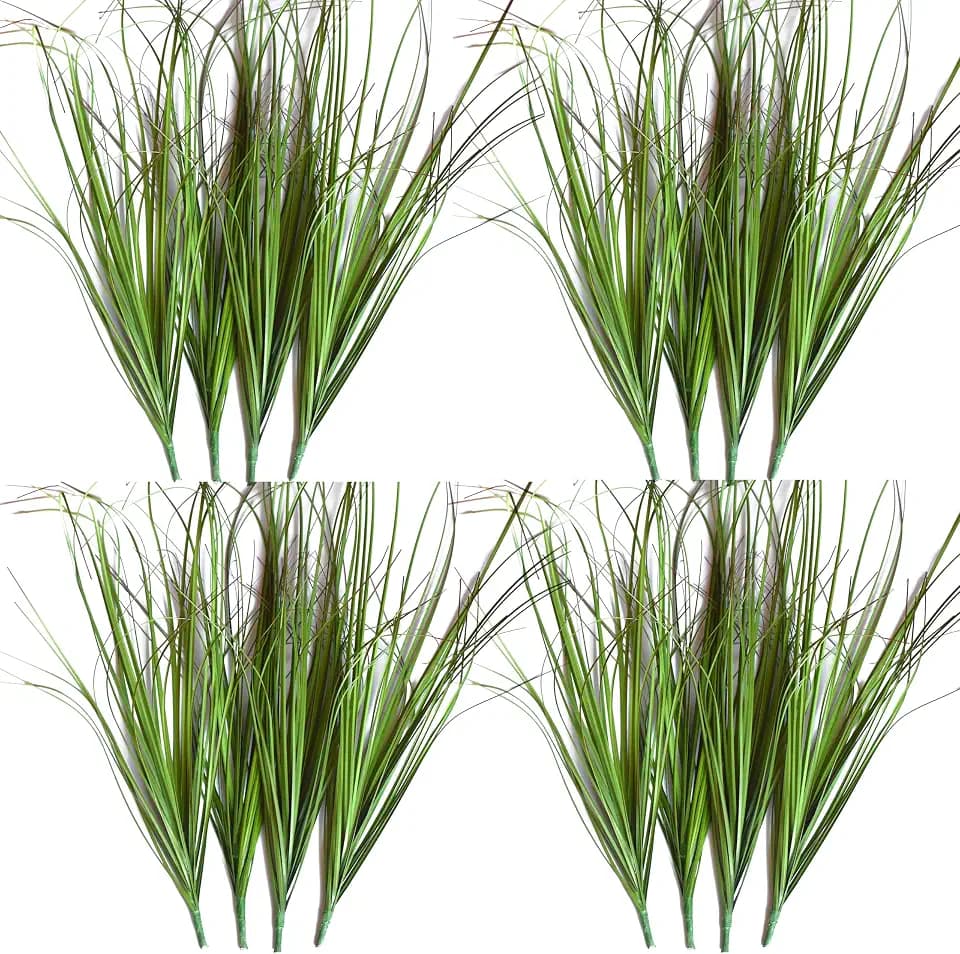 VANTREE 16PCS Fake Tall Grass Plant,UV Resistant Artificial Greenery Stems