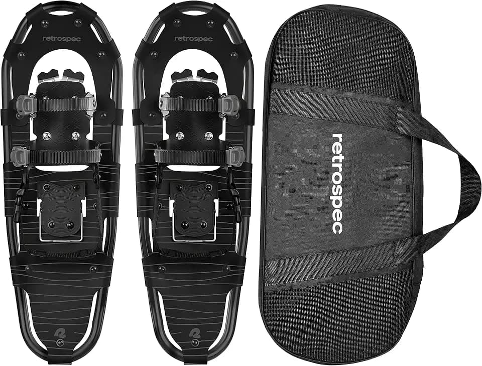 Retrospec Drifter Snowshoes for Women & Men - Lightweight Aluminum Frame Snow Shoes with Double Ratchet Binding System, Heel Lifts & Carry Bag for All Terrain Hiking & Winter Sports