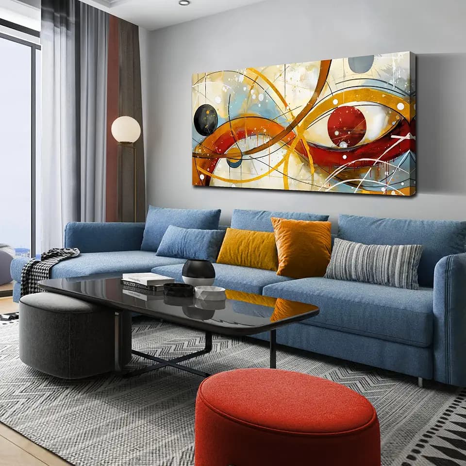 Large Abstract Canvas Wall Art for Living Room Bedroom Home Office Modern Wall Decor Line Geometric Abstract Picture Framed Canvas Prints Size 30x60